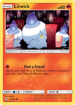 Litwick Pokemon card from Unified Minds