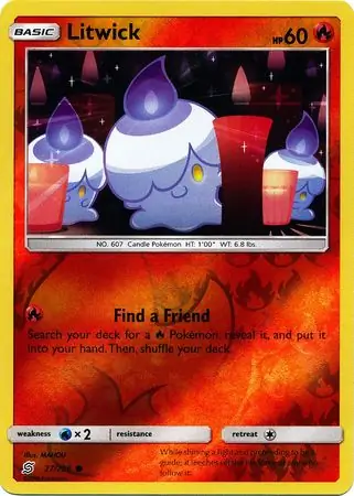 Litwick Reverse Holo Pokemon card from Unified Minds