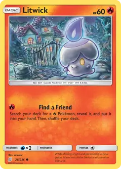 Litwick Pokemon card from Unified Minds