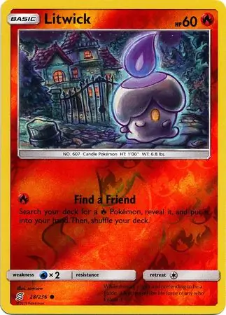 Litwick Reverse Holo Pokemon card from Unified Minds