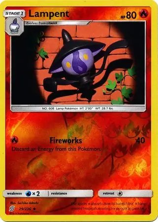 Lampent Reverse Holo Pokemon card from Unified Minds