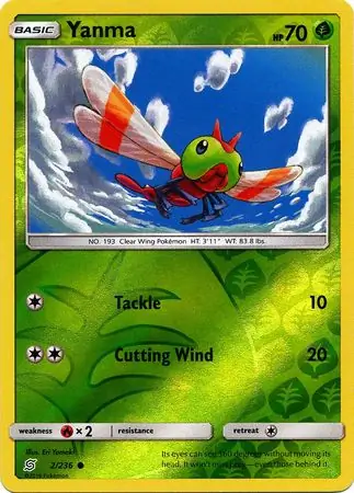 Yanma Reverse Holo Pokemon card from Unified Minds