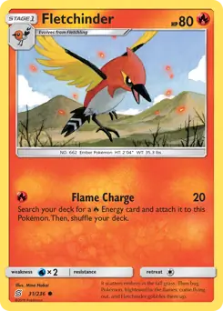 Fletchinder Pokemon card from Unified Minds