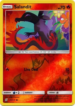 Salandit Reverse Holo Pokemon card from Unified Minds