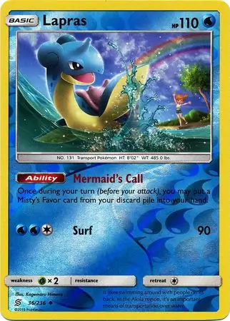 Lapras Reverse Holo Pokemon card from Unified Minds