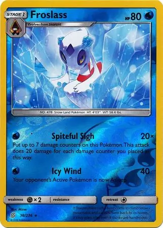 Froslass Reverse Holo Pokemon card from Unified Minds