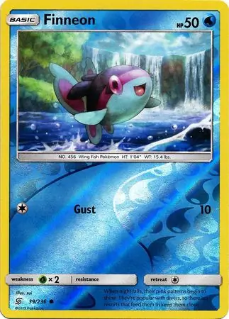 Finneon Reverse Holo Pokemon card from Unified Minds