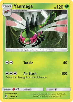 Yanmega Pokemon card from Unified Minds