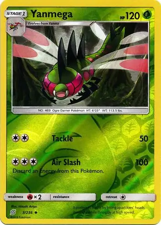 Yanmega Reverse Holo Pokemon card from Unified Minds