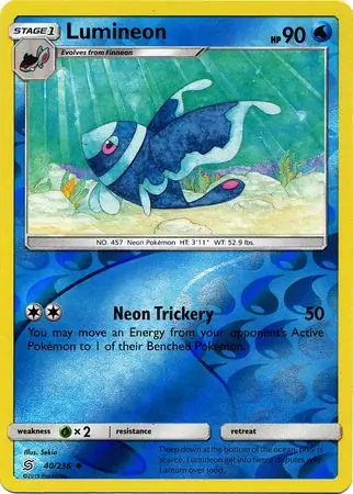Lumineon Reverse Holo Pokemon card from Unified Minds