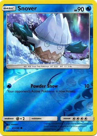 Snover Reverse Holo Pokemon card from Unified Minds