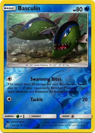 Basculin Reverse Holo Pokemon card from Unified Minds
