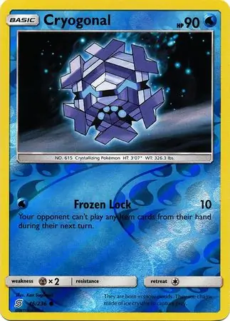Cryogonal Reverse Holo Pokemon card from Unified Minds
