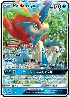 Keldeo GX Pokemon card from Unified Minds