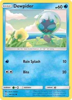Dewpider Pokemon card from Unified Minds
