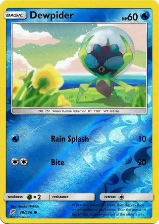 Dewpider Reverse Holo Pokemon card from Unified Minds