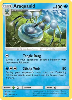 Araquanid Pokemon card from Unified Minds