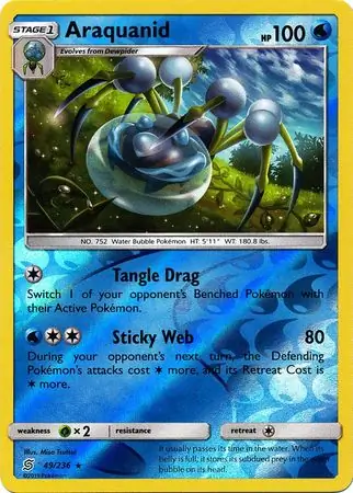 Araquanid Reverse Holo Pokemon card from Unified Minds