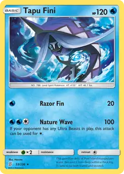 Tapu Fini Pokemon card from Unified Minds