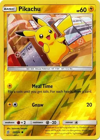Pikachu Reverse Holo Pokemon card from Unified Minds