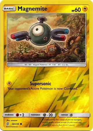 Magnemite Reverse Holo Pokemon card from Unified Minds
