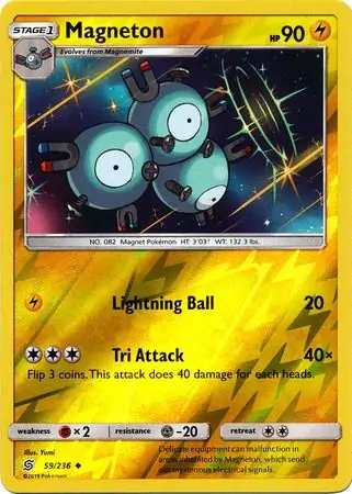 Magneton Reverse Holo Pokemon card from Unified Minds