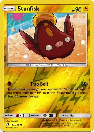 Stunfisk Reverse Holo Pokemon card from Unified Minds