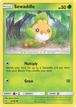 Sewaddle Pokemon card from Unified Minds