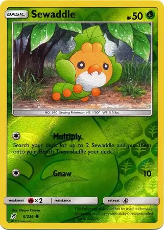 Sewaddle Reverse Holo Pokemon card from Unified Minds