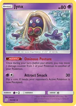Jynx Pokemon card from Unified Minds