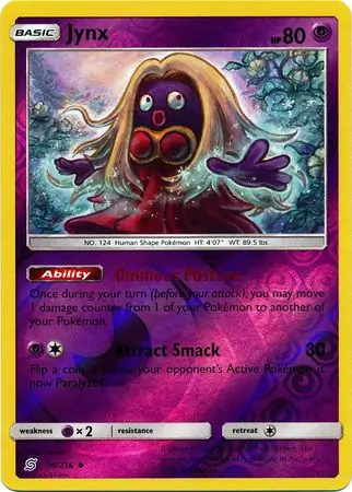 Jynx Reverse Holo Pokemon card from Unified Minds