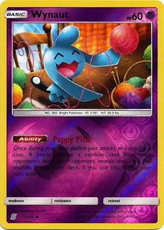 Wynaut Reverse Holo Pokemon card from Unified Minds