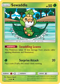Sewaddle Pokemon card from Unified Minds