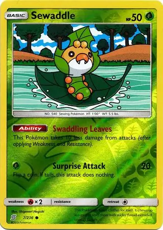 Sewaddle Reverse Holo Pokemon card from Unified Minds
