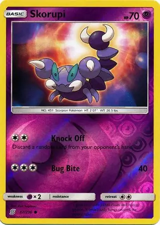 Skorupi Reverse Holo Pokemon card from Unified Minds