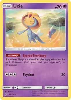Uxie Pokemon card from Unified Minds