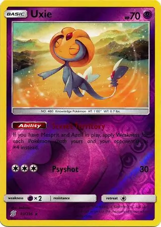 Uxie Reverse Holo Pokemon card from Unified Minds