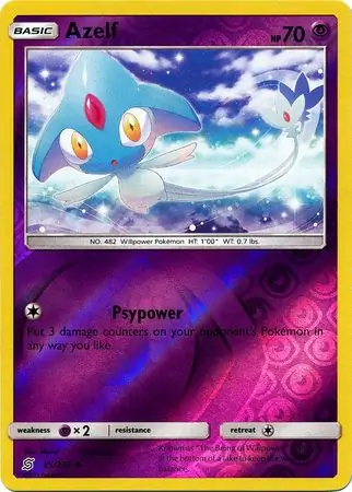 Azelf Reverse Holo Pokemon card from Unified Minds