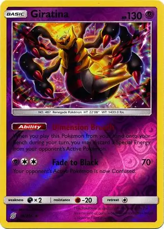 Giratina Reverse Holo Pokemon card from Unified Minds