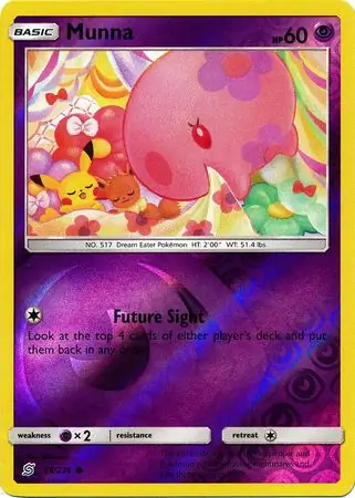 Munna Reverse Holo Pokemon card from Unified Minds