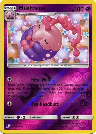Musharna Reverse Holo Pokemon card from Unified Minds