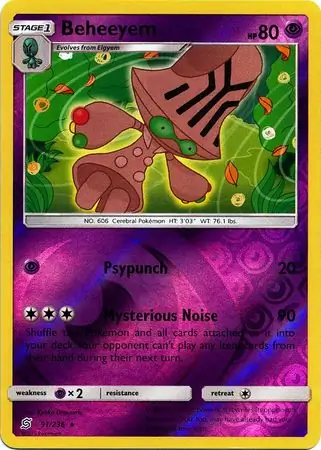 Beheeyem Reverse Holo Pokemon card from Unified Minds