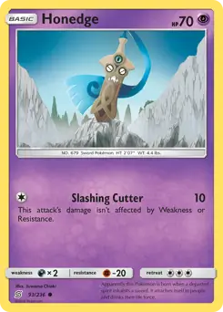 Honedge Pokemon card from Unified Minds