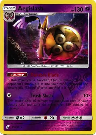 Aegislash Reverse Holo Pokemon card from Unified Minds