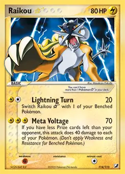 Raikou Gold Star Pokemon card from Unseen Forces