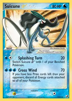 Suicune Gold Star Pokemon card from Unseen Forces