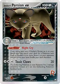 Rocket's Persian ex Pokemon card from Unseen Forces