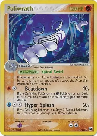 Poliwrath Reverse Holo Pokemon card from Unseen Forces
