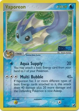 Vaporeon Reverse Holo Pokemon card from Unseen Forces