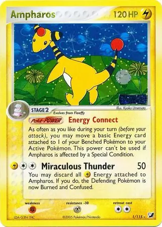 Ampharos Reverse Holo Pokemon card from Unseen Forces